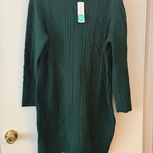 Love Ellie Green Cable Knit Sweater Dress